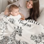 Personalizzato Mluticolor floreale Leopardo Giraffa Elefante Morbido Coperta con Nome e Cognome Cameretta Baby Shower Regalo per Ragazzi Ragazze