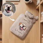 Personalised Embroidered Name Pet Face Photo Plush Hot Water Bottle Winter Essential Birthday Christmas Gift for Pet Lover Owner