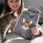 Personalised Embroidered Name Pet Face Photo Plush Hot Water Bottle Winter Essential Birthday Christmas Gift for Pet Lover Owner