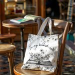 Personalized In My Bookish Era Toile De Jouy Design Birth Flower Canvas Bag with Name Birthday Gift for Reading Lover Bookworm