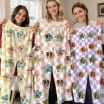 Personalized Plaid 1-4 Pet Face Photos Pajama Pants Party Birthday Gift for Women Men