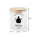 Personalisiertes Fußabdruck Silhouette-Design Kerzenglas mit LED-Kerze Namen Text Datum Geschenk zum Gedenken an Geliebte Menschen