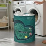 Personalized Birth Flower Waterproof Laundry Basket with Handle and Title Name Birthday Housewarming Gift for Mom Grandma