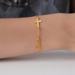 Henkilökohtainen Minimalistinen Cross Rannekoru nimi Syntymäpäivä Ristiäiset Kaste lahja naisille