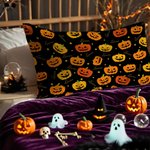 Personligt pumpaansikte mysigt lumbalt kuddöverdrag med namn heminredning Halloween present till familj vänner