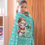 Personalized Santa Hat Snowman Initial Word Cloud Soft Throw Blanket with Name Home Decor Christmas Gift for Kids Family