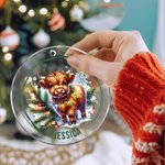 Personalisierte niedliche Hochlandkuh Acryl Ornament mit Namen Home Tree Decor Weihnachtsgeschenk für Hochlandkuh-Liebhaber