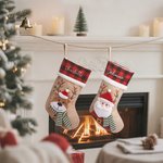 Personalised 3D Snowman Santa Claus Polar Bear Christmas Stocking with Embroidered Name Home Decor Christmas Gift for Kids Friends Family