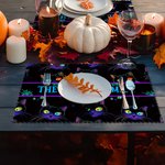 Personalized Halloween Pumpkin Ghost Placemat with Text Set of 4 Kitchen Dining Decor Halloween Party Gift for Family