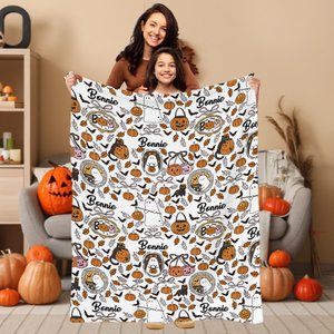 Personalisierte Geist Kürbis weiche Decke Baby wickeln Knoten Hut Set mit Namen Halloween Geschenk für Familie neue Eltern