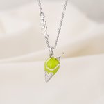 Personalized Ice Cream Tennis Necklace with Bubble Name Charm Sports Jewellery Game Day Birthday Gift for Women Tennis Lovers