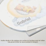 Veilleuse LED Personnalisée avec Motif Lune Étoiles Animaux Mignons Date et Nom Base en Bois Cadeau Naissance Baby Shower pour Enfant