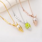 Personalized Ice Cream Tennis Necklace with Bubble Name Charm Sports Jewellery Game Day Birthday Gift for Women Tennis Lovers