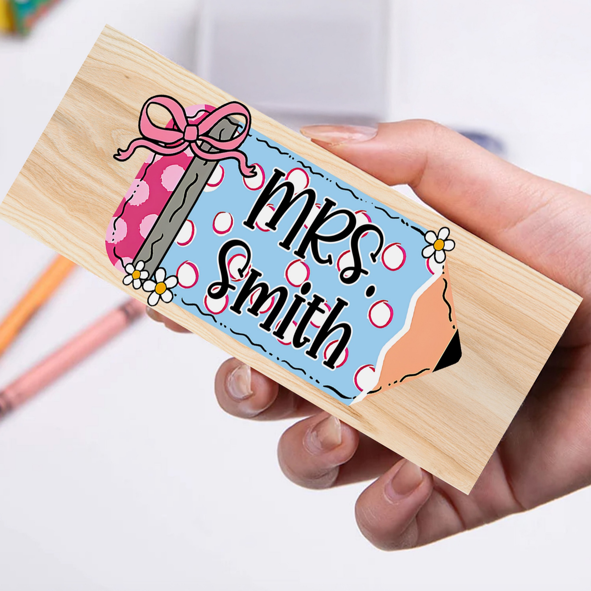 Crayon à papier personnalisé Gomme pour tableau noir avec titre et marqueur pour tableau blanc Fournitures scolaires Cadeau de rentrée pour enseignants Éducateurs