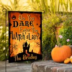 Gepersonaliseerde Halloween Thema Heksenhol Tuinvlag met Tekst Yard Porch Outdoor Decor Halloween Cadeau voor Familie Vriend