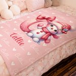 Personalized Santa Hat Snowman Initial Word Cloud Soft Throw Blanket with Name Home Decor Christmas Gift for Kids Family