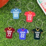 Personalized Multicolor Football Jersey Acrylic Keychain Backpack Tag with Name and Number Game Day Birthday Gift for Football Sports Lovers