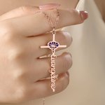 Personligt färgat korshalsband med födelseblomma och namn Smycken Födelsedagspresent för kristna kvinnor