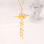 Personligt färgat korshalsband med födelseblomma och namn Smycken Födelsedagspresent för kristna kvinnor