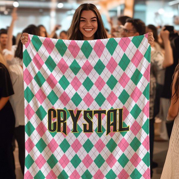 Personnalisé Wicked Pink Green Prismatic Plaid Soft Throw Blanket Home Decor Birthday Party Gift for Women Movie Fans