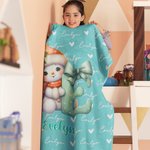 Personalized Santa Hat Snowman Initial Word Cloud Soft Throw Blanket with Name Home Decor Christmas Gift for Kids Family