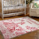 Personalized Retro Toile De Jouy Leopard Giraffe Elephant Soft Throw Blanket with Name and Tassel Home Decor Birthday Gift for Family