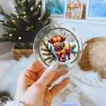 Personalisierte niedliche Hochlandkuh Acryl Ornament mit Namen Home Tree Decor Weihnachtsgeschenk für Hochlandkuh-Liebhaber