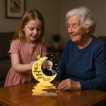 Personalisierte Ich bin immer mit dir Mond Acryl Plaque mit Foto Name und Jahr Memorial Herzerwärmende bedeutungsvolles Geschenk für Familie