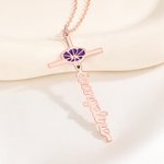 Personligt färgat korshalsband med födelseblomma och namn Smycken Födelsedagspresent för kristna kvinnor