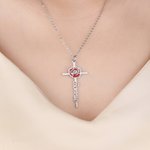 Personligt färgat korshalsband med födelseblomma och namn Smycken Födelsedagspresent för kristna kvinnor