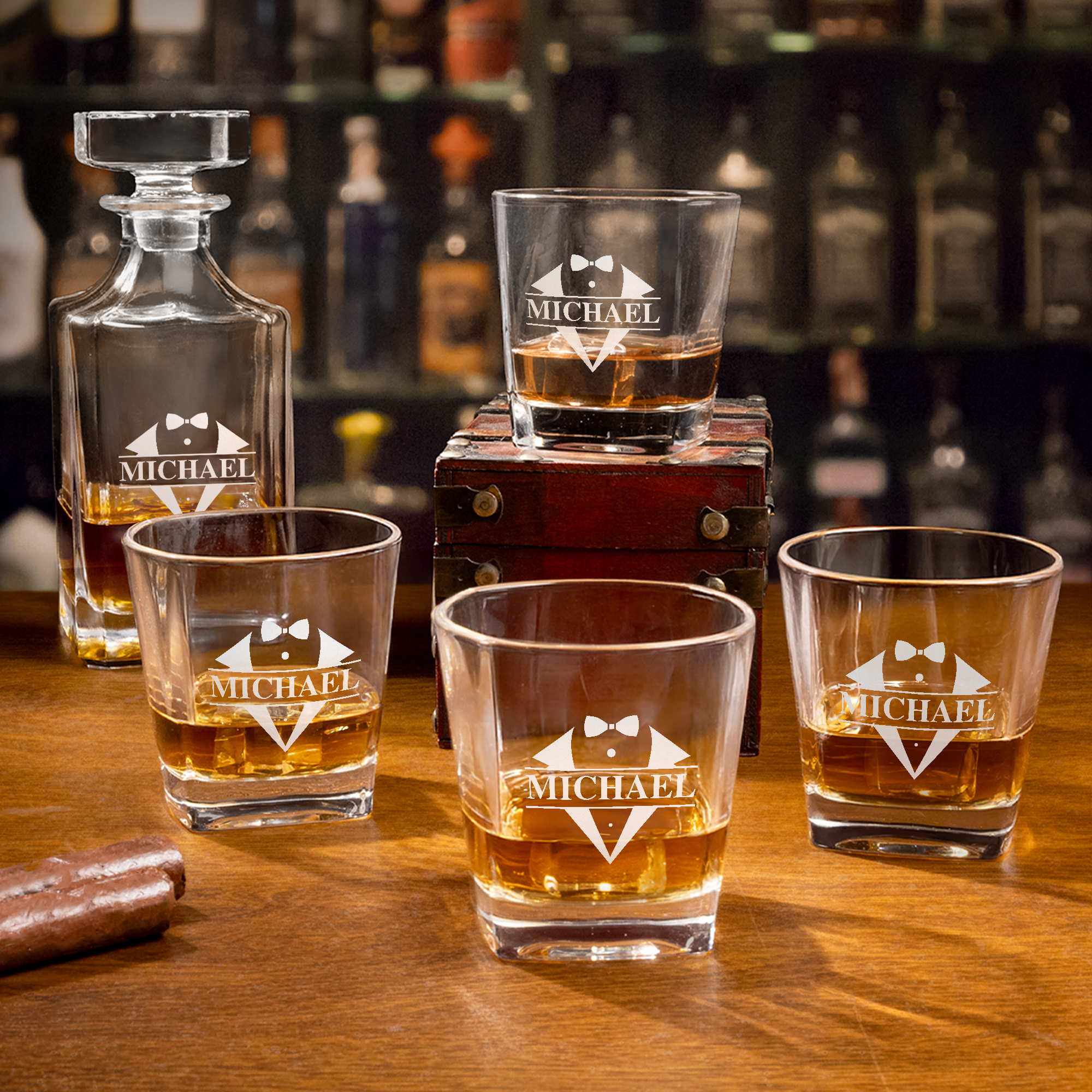 Carafe à Whisky Personnalisable 700ml - Gravure Laser Gratuite, Verre épais, Bouchon Jointé - Idée Cadeau Mariage