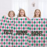 Gepersonaliseerde Wicked Pink Green Prismatic Plaid Zachte Deken Huisdecoratie Verjaardagsfeest Cadeau voor Vrouwen Filmfans