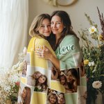 Couverture Personnalisée avec 3 à 9 Photos et Texte Décoration Intérieure Cadeau Noël Anniversaire pour Famille et Amis