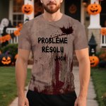 T-shirt Personnalisé avec Texte et Nom Thème de Halloween Style Sanglant Cadeau de Fête pour Homme