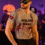 T-shirt Personnalisé avec Texte et Nom Thème de Halloween Style Sanglant Cadeau de Fête pour Homme