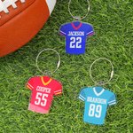 Personalized Multicolor Football Jersey Acrylic Keychain Backpack Tag with Name and Number Game Day Birthday Gift for Football Sports Lovers
