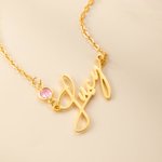 Collier Personnalisé avec Pierres de Naissance et Pendentif en Forme de Nom Bijoux Exquis Cadeau d'Anniversaire pour les Femmes