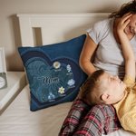 Personalised Vintage Heart Birth Flower Cushion Cover with 1-12 Names Home Decor Birthday Christmas Gift for Mom Grandma