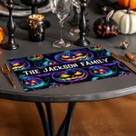 Personalized Halloween Pumpkin Ghost Placemat with Text Set of 4 Kitchen Dining Decor Halloween Party Gift for Family