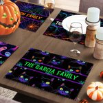 Personalized Halloween Pumpkin Ghost Placemat with Text Set of 4 Kitchen Dining Decor Halloween Party Gift for Family