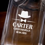Personalized Bow Tie  Men Portrait Decanter Whiskey Glass Wooden Box Set with Name Father's Day Birthday Anniversary Gift for Man