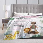 Personalized Cute Safari Animals Kid Face Photo Soft Throw Blanket with Text and Name Home Decor Birthday Gift for Boy Girl