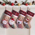 Personalised 3D Snowman Santa Claus Polar Bear Christmas Stocking with Embroidered Name Home Decor Christmas Gift for Kids Friends Family