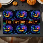 Personalized Halloween Pumpkin Ghost Placemat with Text Set of 4 Kitchen Dining Decor Halloween Party Gift for Family