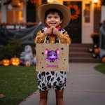 Personalized Cute Cartoon Bat Halloween Jute Bag with Name Halloween Party Gift for Boys Girls