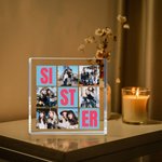 Personalized 6 Photos Collage Multicolor Square Acrylic Plaque Desk Decor Birthday Christmas Gift for Sisters Friends