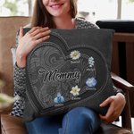 Personalised Vintage Heart Birth Flower Cushion Cover with 1-12 Names Home Decor Birthday Christmas Gift for Mom Grandma