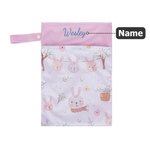 Personalized Cute Cartoon Animal Waterproof Zip Pouch Storage Bag with Embroidered Name Beach Party Birthday Gift for Kids