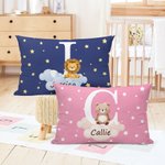 Fodera per cuscino personalizzata con animale nuvola nome e iniziale regalo per baby shower e compleanno per ragazzi e ragazze