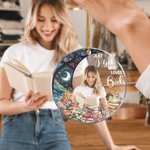 Henkilökohtainen Moon Flower Vain tyttö, joka rakastaa kirjoja Akryyli Ornamentti valokuvalla Home Decor joululahja tyttärelle kirjan ystäville